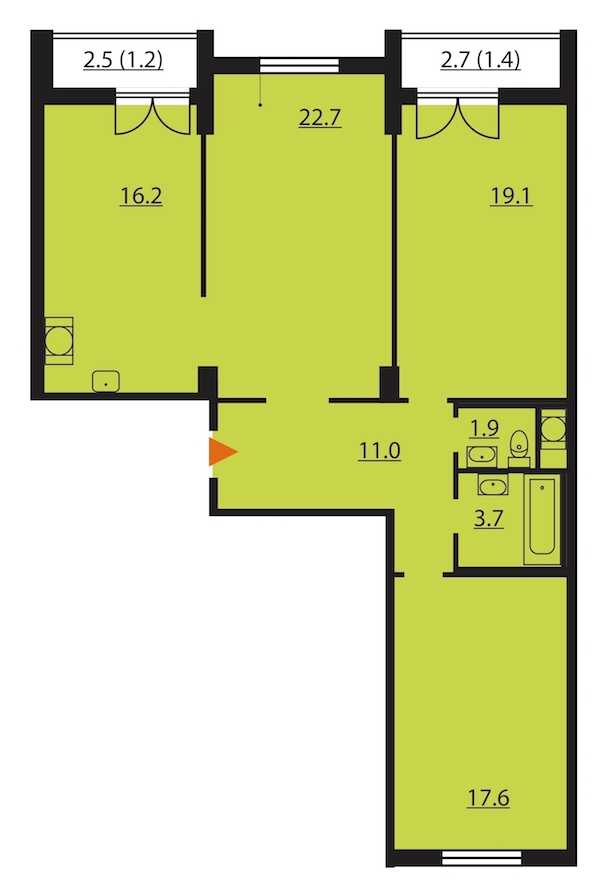 Трехкомнатная квартира в Группа ЛСР: площадь 94.8 м2 , этаж: 6 – купить в Санкт-Петербурге